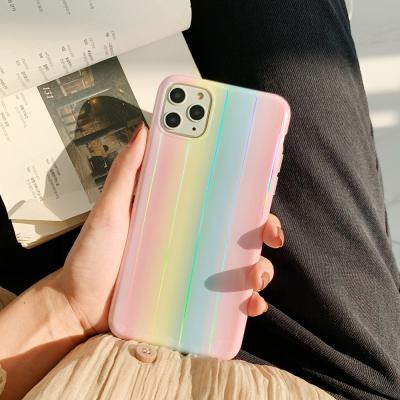 China Luxury Laser Gradient Rainbow Shiny Protector Cover Phone Case For iPhone 12 11 Pro Max Case XR XS X IMD Max Soft Cover for sale