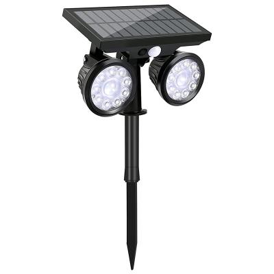 China Garden IHUAlite Outdoor Waterproof IP65 Solar Landscape Double Heads Spot 24 Light Solar Rechargeable SMD LED Spot Lights for sale