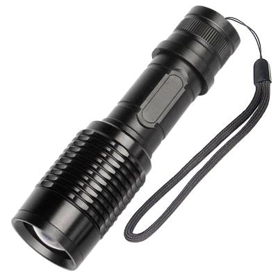 China IHUAlite Super Bright Portable Waterproof Aluminum Zoom CREE T6 LED Flashlight Tactical Flashlight Torch with Hand Strap for sale