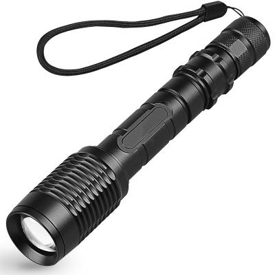 China Best Zoomable 10W IHUAlite Portable Aluminum Flashlight CREE T6 XML LED Super Bright Aluminum Long LED Waterproof Light for sale