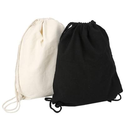 China Durable Customized Yoga Canvas Bag Shoulder Drawstring Pack Pockets Bag Cotton Pouch Black White for sale