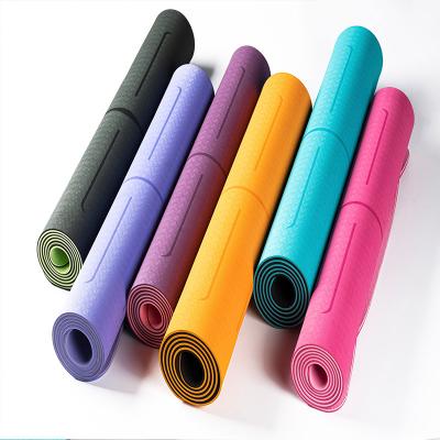 China Comfortable and soft; Durable And Long Lasting Non-slip Life OEM Tape Yoga Mat With Position Line Single / Double Colors Mat Yoga for sale