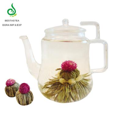 China 100% Handmade Flower Tea Wholesale Beauty Globe Jasmine Tea Flower Blooming Tea Amaranth Fresh Flowering Balls for sale