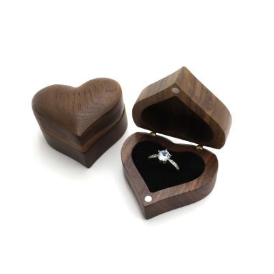 China Unique Heart Shaped Mini Wooden Ring Box Wedding Ring Box for sale