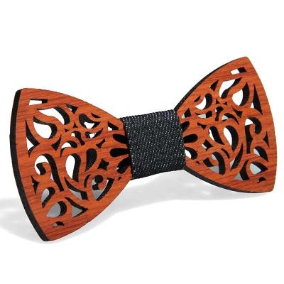 China Solid wood wedding wooden bow tie with adjustable band for sale