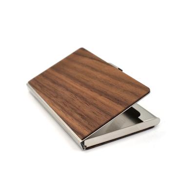 China Custom Premium Black Walnut Business Card Wooden Business Card Holder for sale