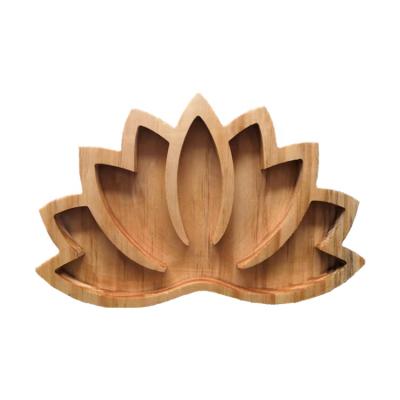 China Recyclable Wooden Lotus Shape Crystal Tray Crystals Display Holder Jewelry Organizer for sale