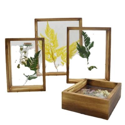 China Wooden Frame For Photo Transparent Double Sided Wooden Sight Glass Glass Picture Photo Floating Frame for sale