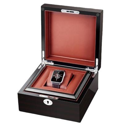 China Box For Watch Luxury Black Personal Wooden Watch Box With Lock for sale