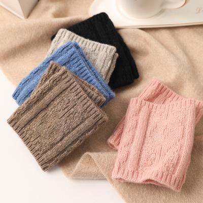 China Winter Cashmere Arm Warmer Simple 100% Custom Fashion Knitted Fingerless Women Knit Mitten Gloves for sale