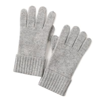 China Fashion simple custom made black knit color cheap full plain warm men's cashmere gloves manufacturer winter finger gloves for sale