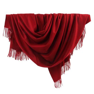 China Factory Wholesale Fire Retardant Plain Color PURE Cashmere Throw Blanket With Tassel for sale