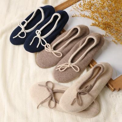 China Women's winter simple knitted slippers home women's cashmere slippers ladies home fashion pure anti-skid comfortable indoor light hotel for sale