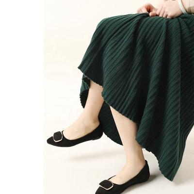 China 2021 custom made breathable the new autumn and winter cashmere knitted skirt women's slim fit pleated skirt for sale