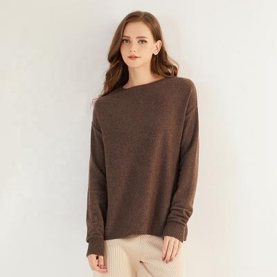 China Custom Knitted Anti-wrinkle Coffee Color Long Sleeve Christmas Sweater Winter Collection Women Oversized Sweater for sale