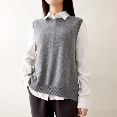 China Gray Color Women's Sweaters 100% Pure Cashmere Sleeveless Pullover Anti-wrinkle for sale