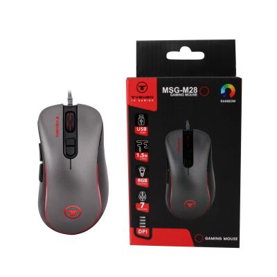 China Gray Color 7D 3200 DPI USB Port Braided Cable Matte UV Oil LED Gaming Mouse RGB Finished Gaming Mouse for sale