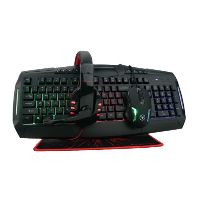 China OEM Ambidextrous USB 4 in 1 Combo Gaming Mouse Keyboard Headset RGB Led Lightweight Backlit Table Feeling Keyboards Mouse Pad Gamer Physical Channels Best Combo for sale