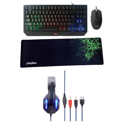 China Mini Size LED Ambidextrous Keyboard, Mouse, Earphone and 1 Long Mosue Pad, 4 in 1 Combo Game for sale