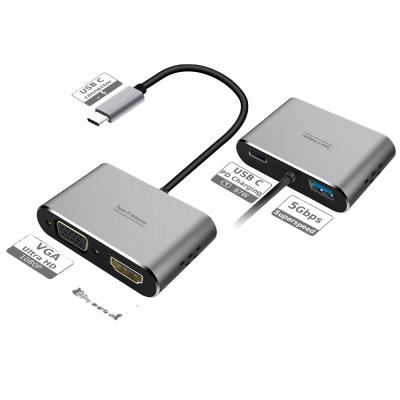 China Smart C Type 4 in 1 usb-c hub adapter usbc 4 ports usb c 3.0 hub 65*15.7*40mm for sale