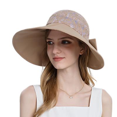 China New Spring Hat Band And Sun Lace Summer Summer Big Section Large Section Empty Brim Top Female Thin Shade Magic Foldable Sun Fisherman Hat for sale