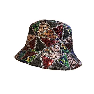 China Sun Protection 2022 New Women Men Glitter Sequins Bucket Hat Fisherman Hat Folded Windproof Panama Hats for sale