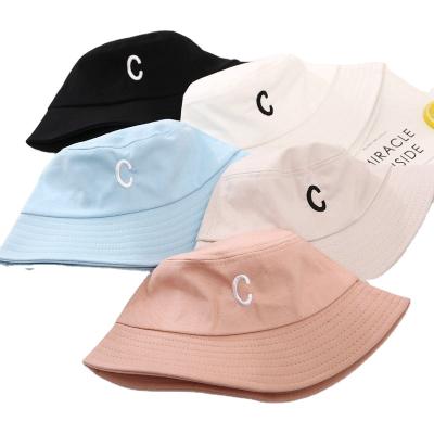 China New Sun Letter C Cotton Pot Hat Spring Folding Sun Hat Unisex Embroidered Protection Cute Fisherman And Travel Summer Hat for sale