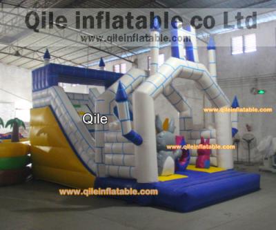 China birthday castle bouncy slide party qile adult slides full printing fun slide for sale