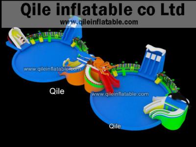 China double water pool with slides,inflatable water sports,inflatable swimming toys for sale