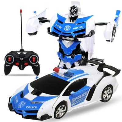 China Factory Wholesale Cool Eco-friendly Material 360 Degrees In 1 Remote Control Deformation Rc Police Car Kids Transforming Toy for sale