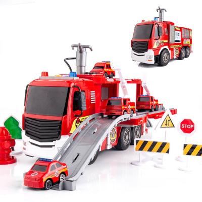 China Fire Fighting Ladder Pump Water Vehicle Fun Music Kids Engine Truck Toy Set High Quality Plastic Eco-friendly Material Fire for sale