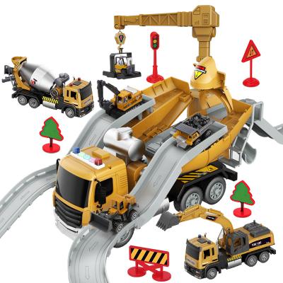 China 2021 Eco-friendly Materials New Trend Child Construction Machinery Engineering Mixer Vehicle Cement Mixer Truck Toy Set for sale