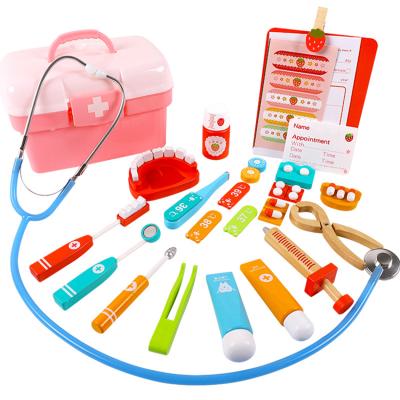 China Playing Doctor Toy Set High Quality Pretend House Play Doctor Educational Wooden Children Juguete Medico Kit Toys For Kids for sale