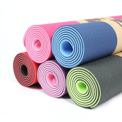 China Workout 6mm Tape Yoga Matt Travel Mat Non Slip Pilates Mat Home Foldable Tape With Dual Colors for sale