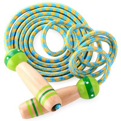 China Wooden Handle Wood Handle Lovely Cardboard Length Adjustable Skipping Rope Kids Jump Rope for sale