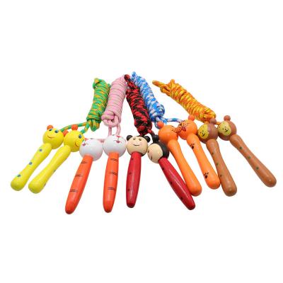 China Coloful Wooden Animal Kids Whosale Cute Handle Jump Rope Wooden Jump Rope 1 Piece for sale