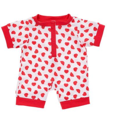 China Plush Toy Clothes 2022 NEW Teddy Bear Valentine Sets Red Hearts Pajama Sleeper for sale