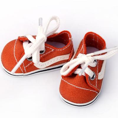 China Doll wearing orange canvas made doll lace shoes for 45cm BJD doll for sale