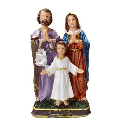 China Europe Religious Fine Resin Catholic Jesus Family Of 3 People Portrait Decoration Gifts Easter Jesus Family Home Gifts for sale