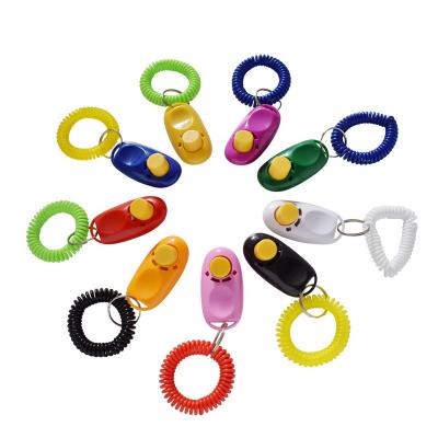 China Puppy Dog Pet Click Clicker Button Training Trainer Aid Wrist Strap for sale