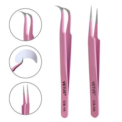 China Eyelash Extension Tweezers Stainless Steel Eyelash Extension Tweezers With Straight Oblique Curved Volume Lash Tweezer for sale