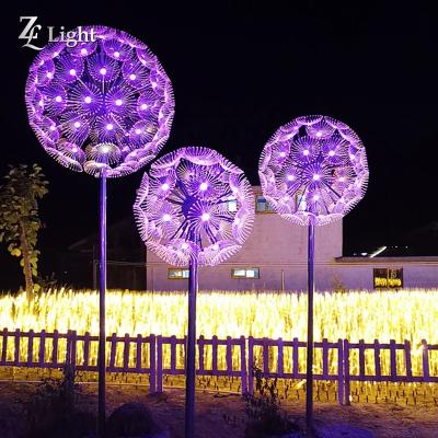 China Lamp Size Can Be Customized Led Artificial Flowers Light Landscape Led Fiber Optic Dandelion Fower Lights For Garden Landscape for sale