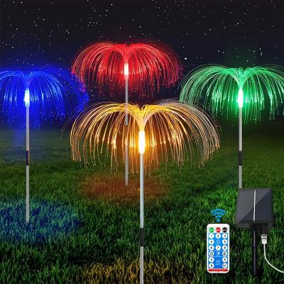 China Any Size Can Be Customized Outdoor Landscape Lighting Waterproof Fiber Optic Solar Jellyfish Garden Lights for sale