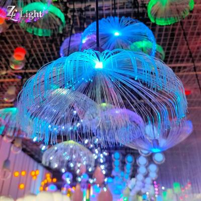 China Any Size Can Be Customized Colorful Led Fiber Optic Jellyfish Lights Jellyfish Garden Light Party Square Decorative Lights for sale