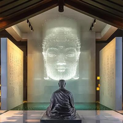 China Can Customize Any Size And Pattern Customize Luxury 3D Buddha Head Large Fiber Optic Chandelier Light For Temple Hotel Lobby Club Ceiling Lamp for sale