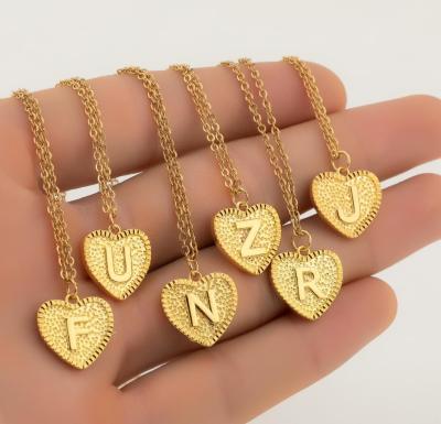 China Heart Shaped Initial A-Z Letters Necklace Unique Name Gold Color Charm Alphabet Pendant Classic Jewelry Gifts For Women for sale