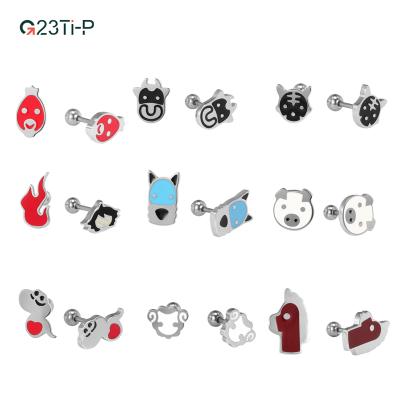 China New Design Stainless Steel Cartoon Animal Small Earrings Cute Bone Trendy Ear Piercing Jewelry for sale