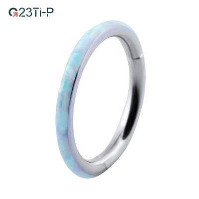 China FASHIONABLE Exquisite Clicker Ring Opal Titanium Seamless Septum Nose Ear Piercing Jewelry for sale