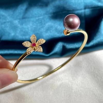 China 2023 New FASHIONABLE Natural Freshwater Lady Gift Plum Blossom Bracelet Royal Pearl Bracelet 925 Silver Zircon Bracelet for sale