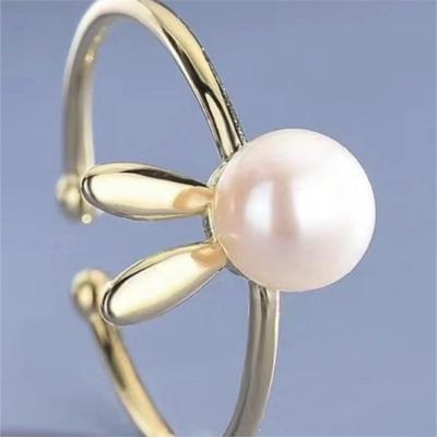 China 2023 New Trendy Natural Freshwater Rabbit Ring Fashion Versatile Lifetime Gift Pearl Ring 925 Silver for sale